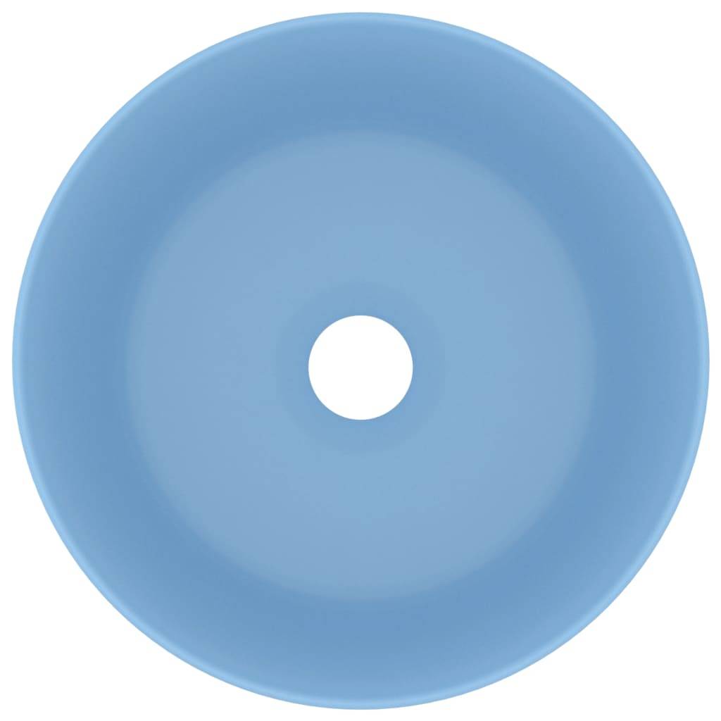 vidaXL Luxuriöses Waschbecken Rund Matt Hellblau 40x15 cm Keramik