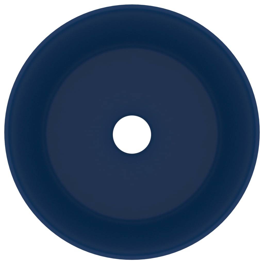 vidaXL Luxuriöses Waschbecken Rund Matt Dunkelblau 40x15 cm Keramik
