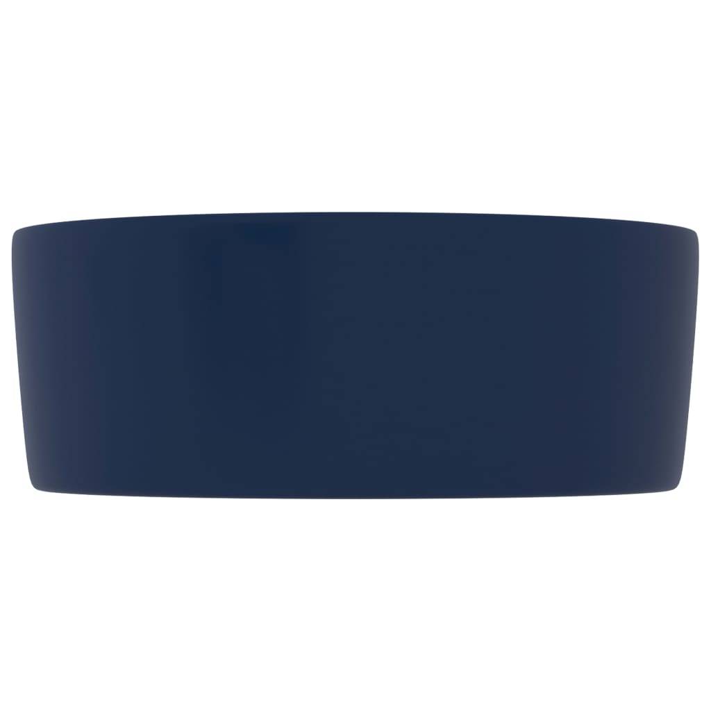 vidaXL Luxuriöses Waschbecken Rund Matt Dunkelblau 40x15 cm Keramik