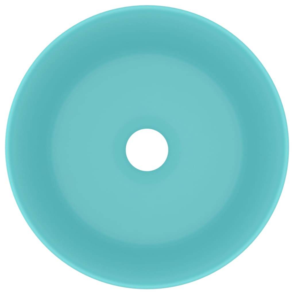 vidaXL Luxuriöses Waschbecken Rund Matt Hellgrün 40x15 cm Keramik