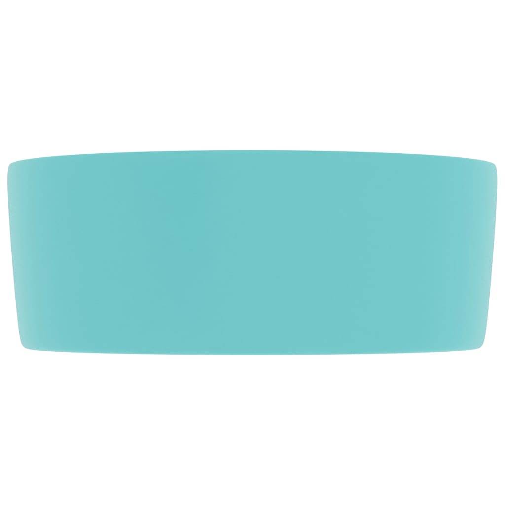 vidaXL Luxuriöses Waschbecken Rund Matt Hellgrün 40x15 cm Keramik