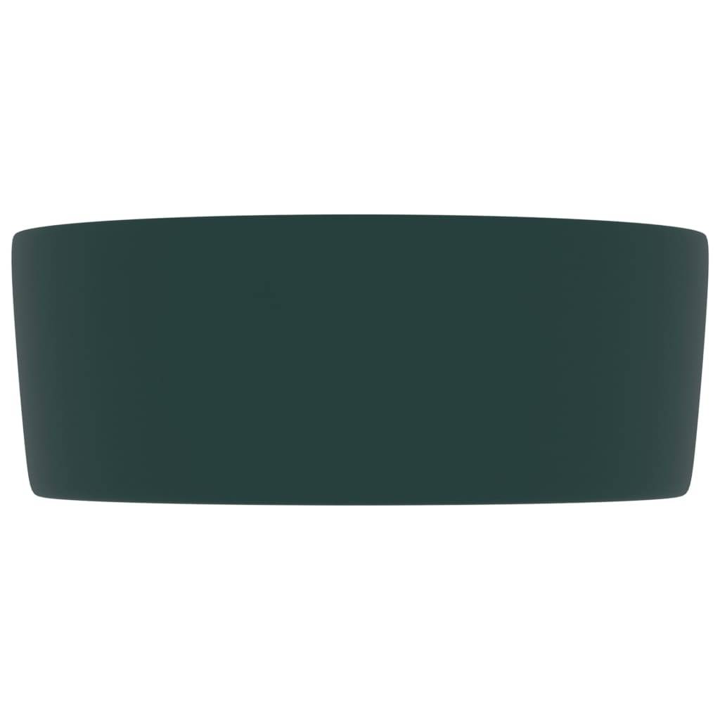 vidaXL Luxuriöses Waschbecken Rund Matt Dunkelgrün 40x15 cm Keramik