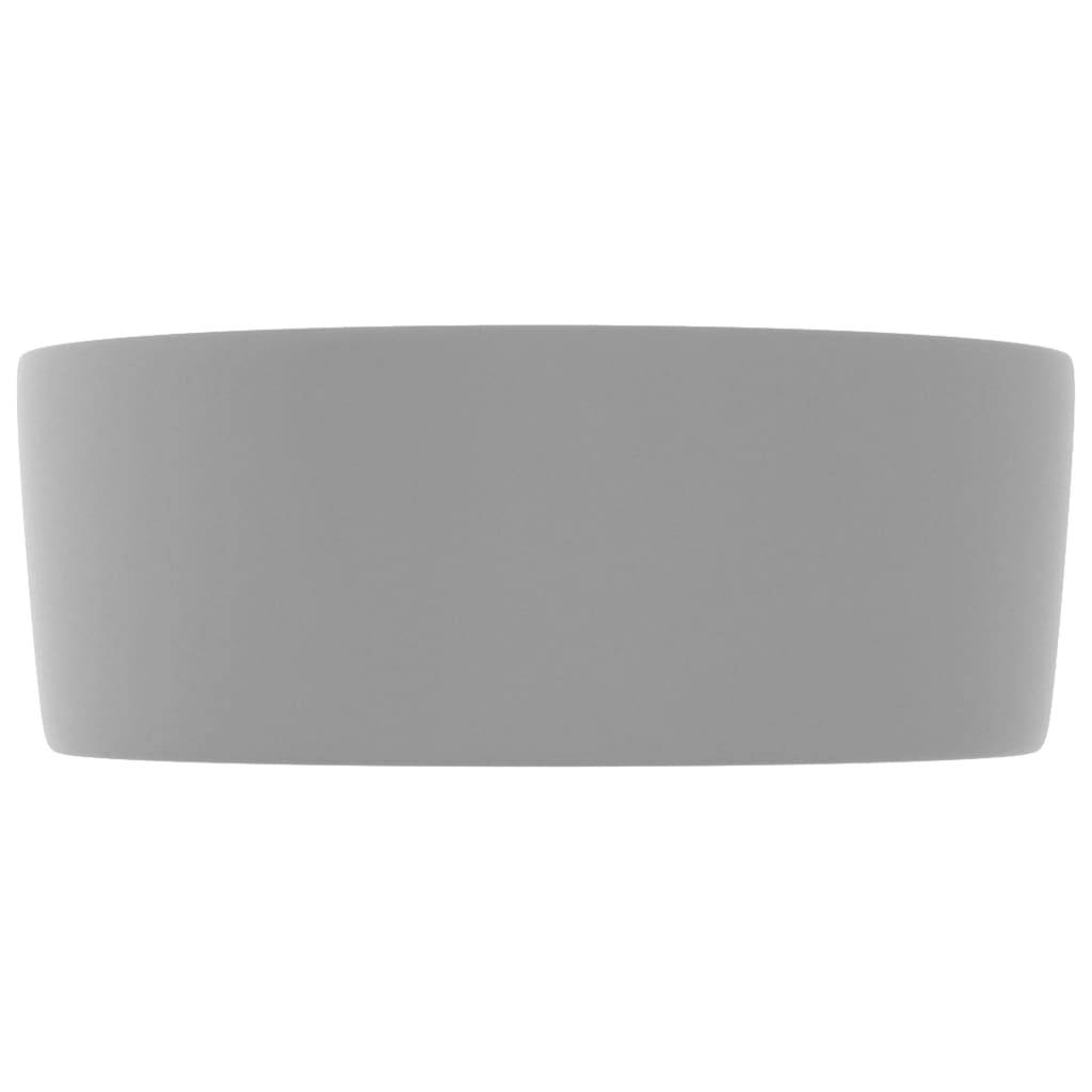 vidaXL Luxuriöses Waschbecken Rund Matt Hellgrau 40x15 cm Keramik