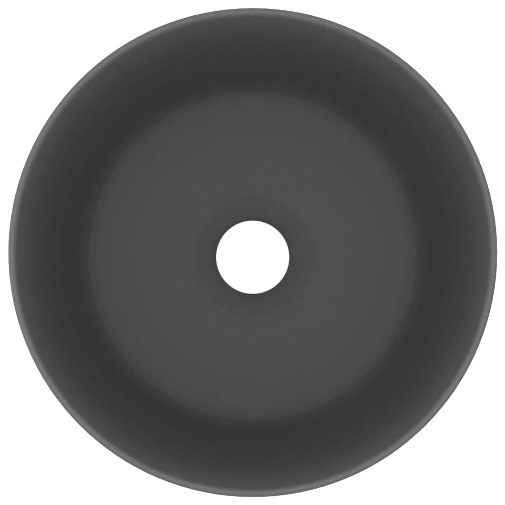 vidaXL Luxuriöses Waschbecken Rund Matt Dunkelgrau 40x15 cm Keramik