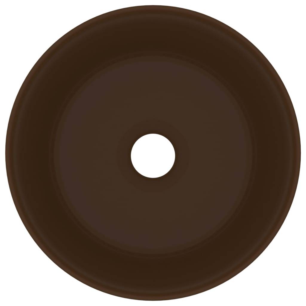 vidaXL Luxuriöses Waschbecken Rund Matt Dunkelbraun 40x15 cm Keramik