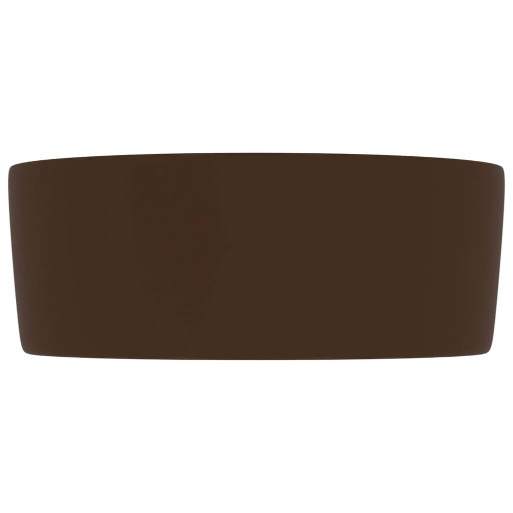 vidaXL Luxuriöses Waschbecken Rund Matt Dunkelbraun 40x15 cm Keramik