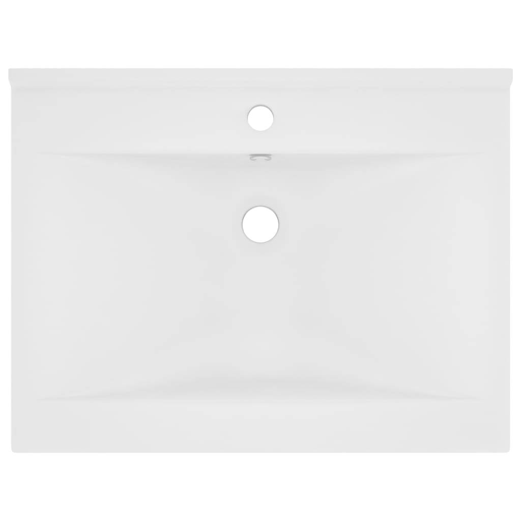 vidaXL Luxus-Waschbecken mit Hahnloch Matt-Weiß 60x46 cm Keramik
