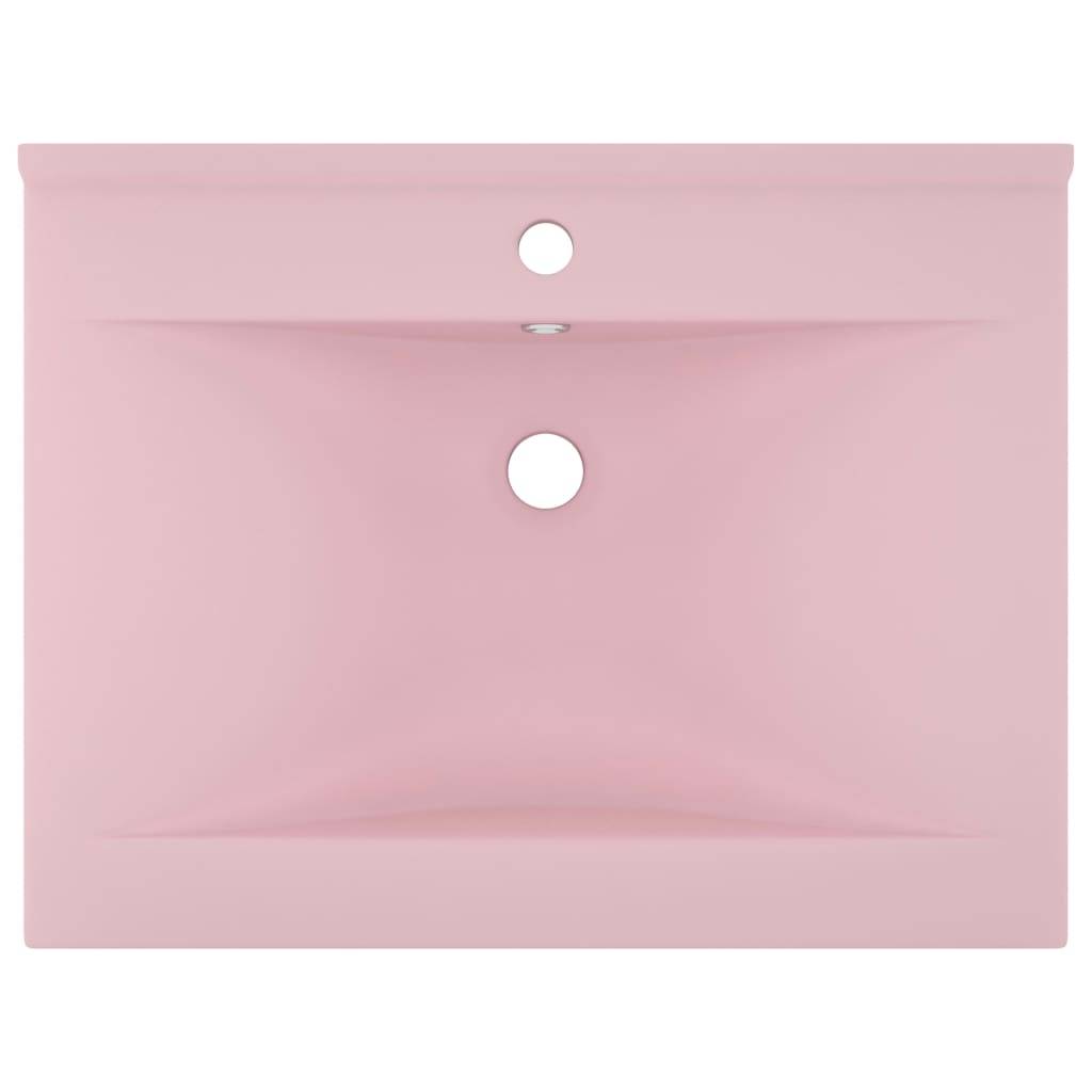 vidaXL Luxus-Waschbecken mit Hahnloch Matt-Rosa 60x46 cm Keramik