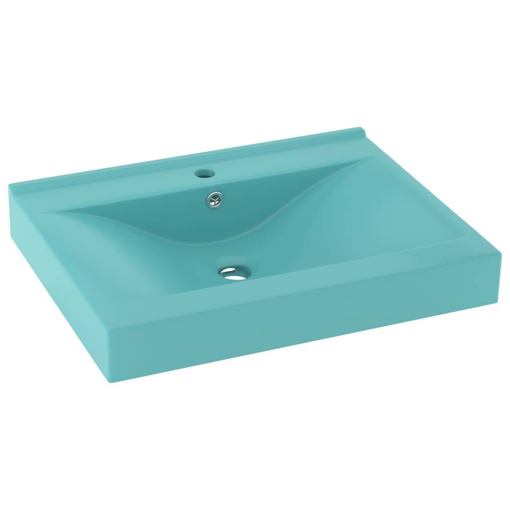 vidaXL Luxus-Waschbecken mit Hahnloch Matt-Hellgrün 60x46 cm Keramik