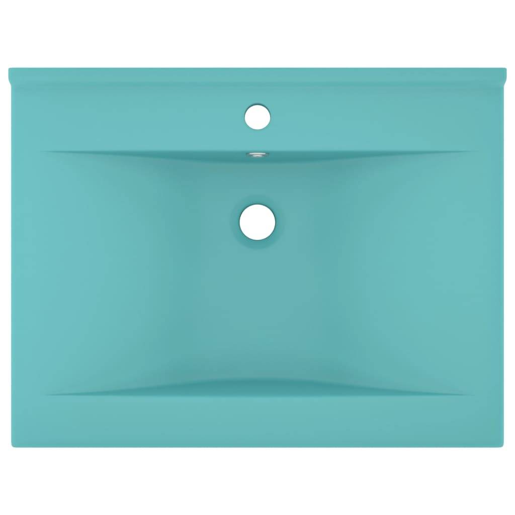vidaXL Luxus-Waschbecken mit Hahnloch Matt-Hellgrün 60x46 cm Keramik