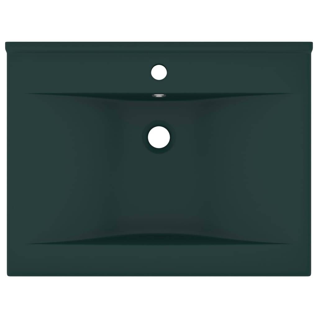 vidaXL Luxus-Waschbecken mit Hahnloch Matt-Dunkelgrün 60x46 cm Keramik