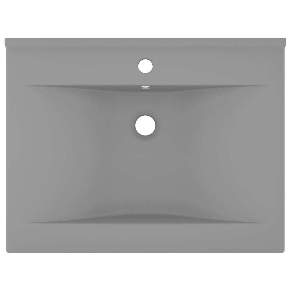 vidaXL Luxus-Waschbecken mit Hahnloch Matt-Hellgrau 60x46 cm Keramik