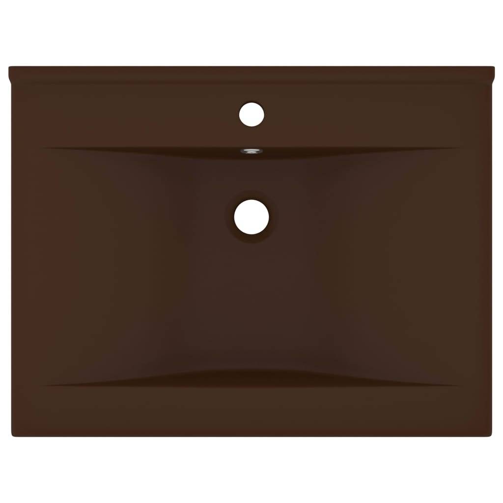 vidaXL Luxus-Waschbecken mit Hahnloch Matt-Dunkelbraun 60x46cm Keramik