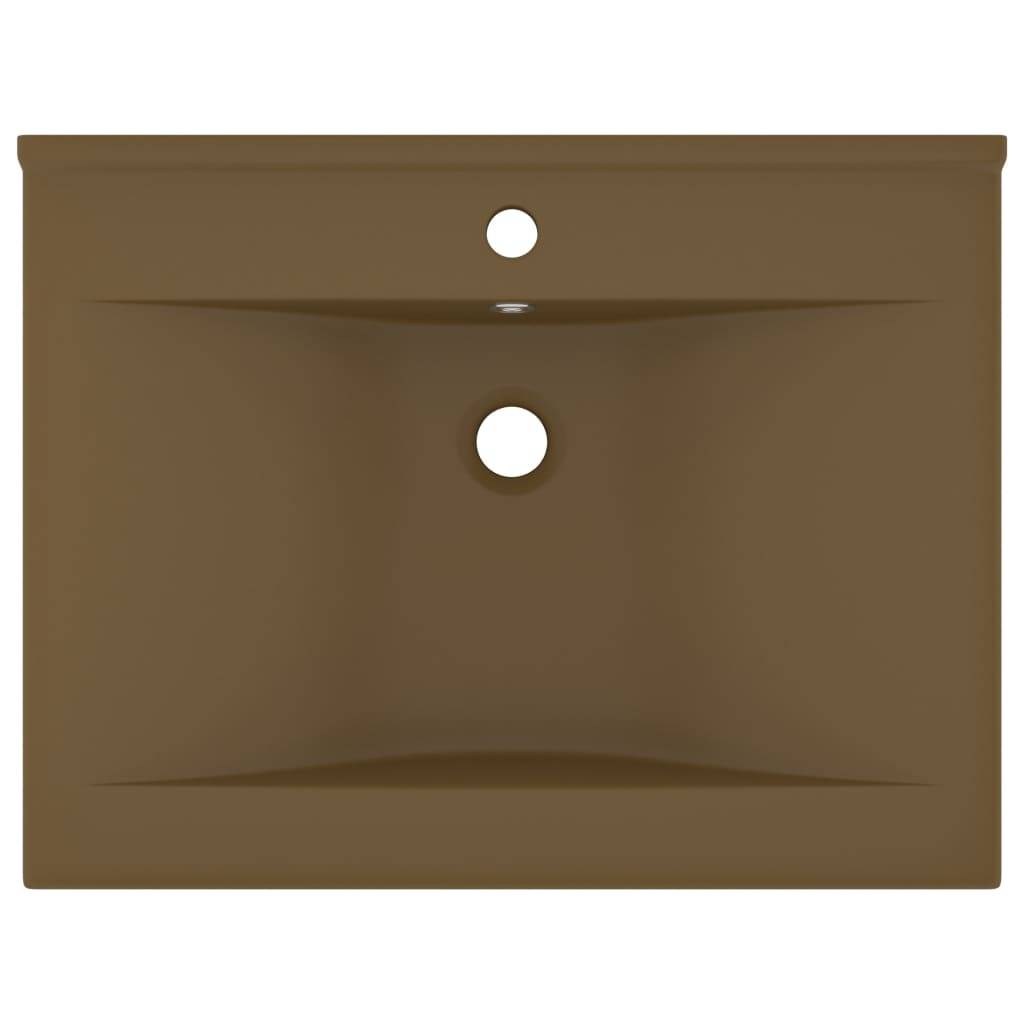vidaXL Luxus-Waschbecken mit Hahnloch Matt-Creme 60x46 cm Keramik