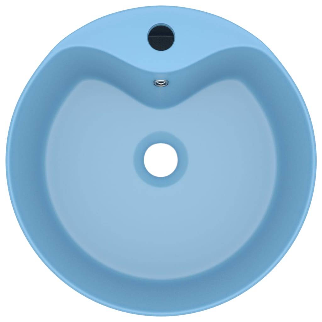 vidaXL Luxus-Waschbecken mit Überlauf Matt Hellblau 36x13 cm Keramik