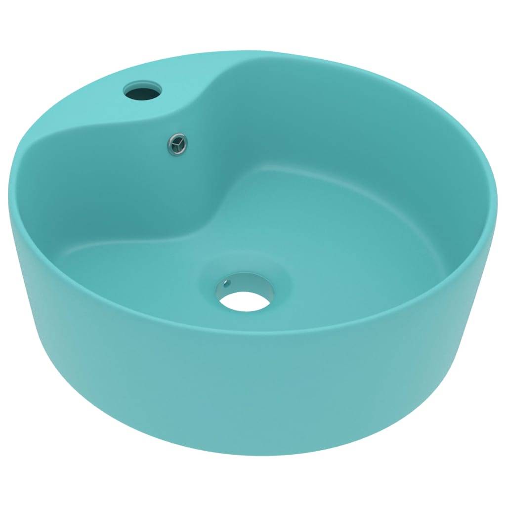 vidaXL Luxus-Waschbecken mit Überlauf Matt Hellgrün 36x13 cm Keramik