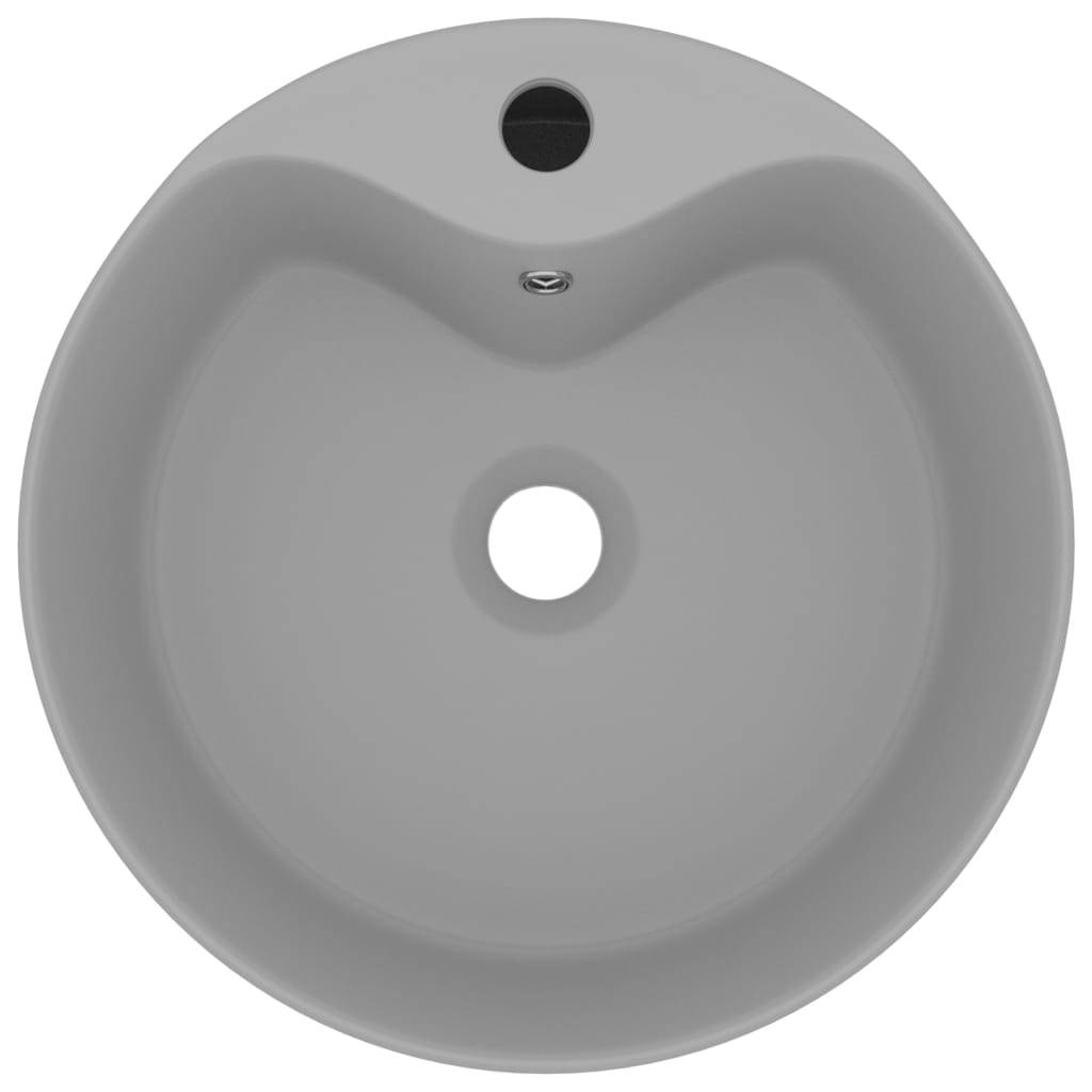 vidaXL Luxus-Waschbecken mit Überlauf Matt Hellgrau 36x13 cm Keramik