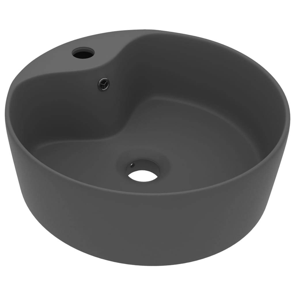 vidaXL Luxus-Waschbecken mit Überlauf Matt Dunkelgrau 36x13 cm Keramik