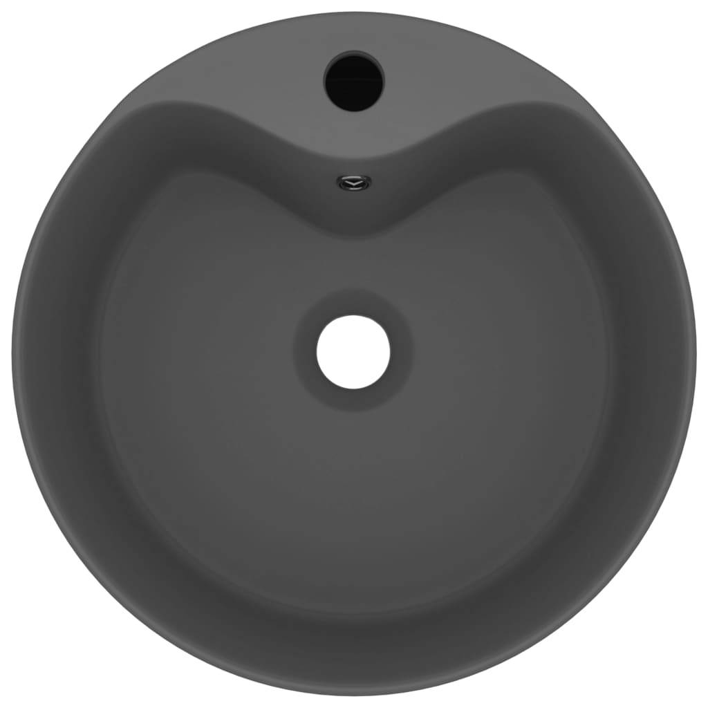 vidaXL Luxus-Waschbecken mit Überlauf Matt Dunkelgrau 36x13 cm Keramik