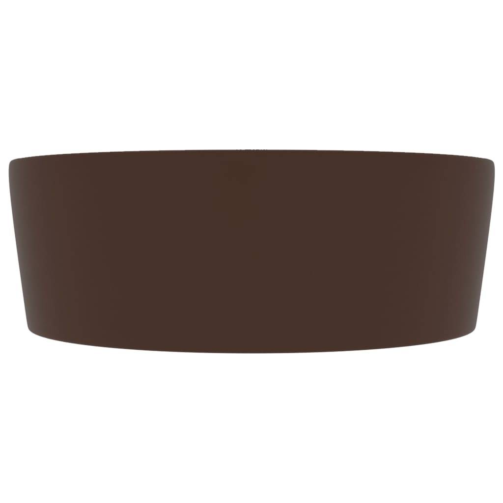 vidaXL Luxus-Waschbecken mit Überlauf Matt Dunkelbraun 36x13cm Keramik