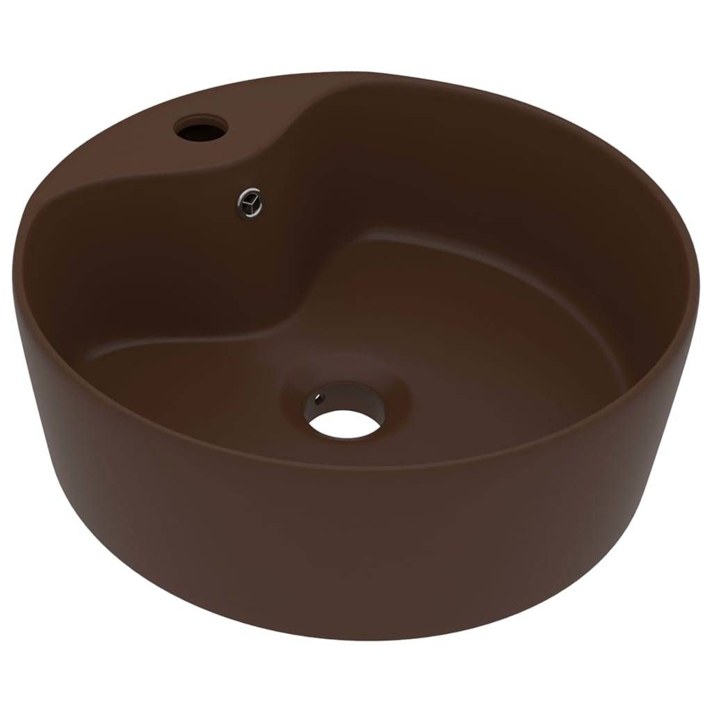 vidaXL Luxus-Waschbecken mit Überlauf Matt Dunkelbraun 36x13cm Keramik