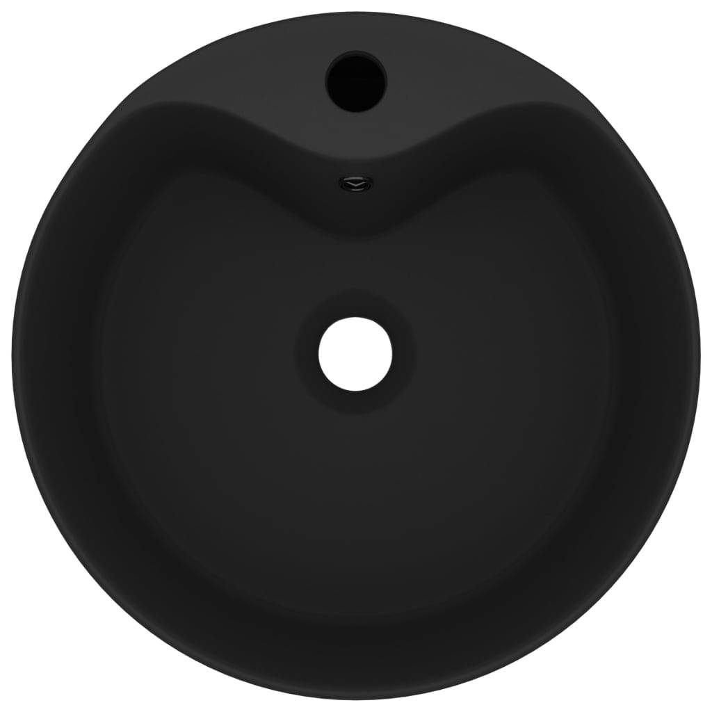 vidaXL Luxus-Waschbecken mit Überlauf Matt-Schwarz 36x13 cm Keramik