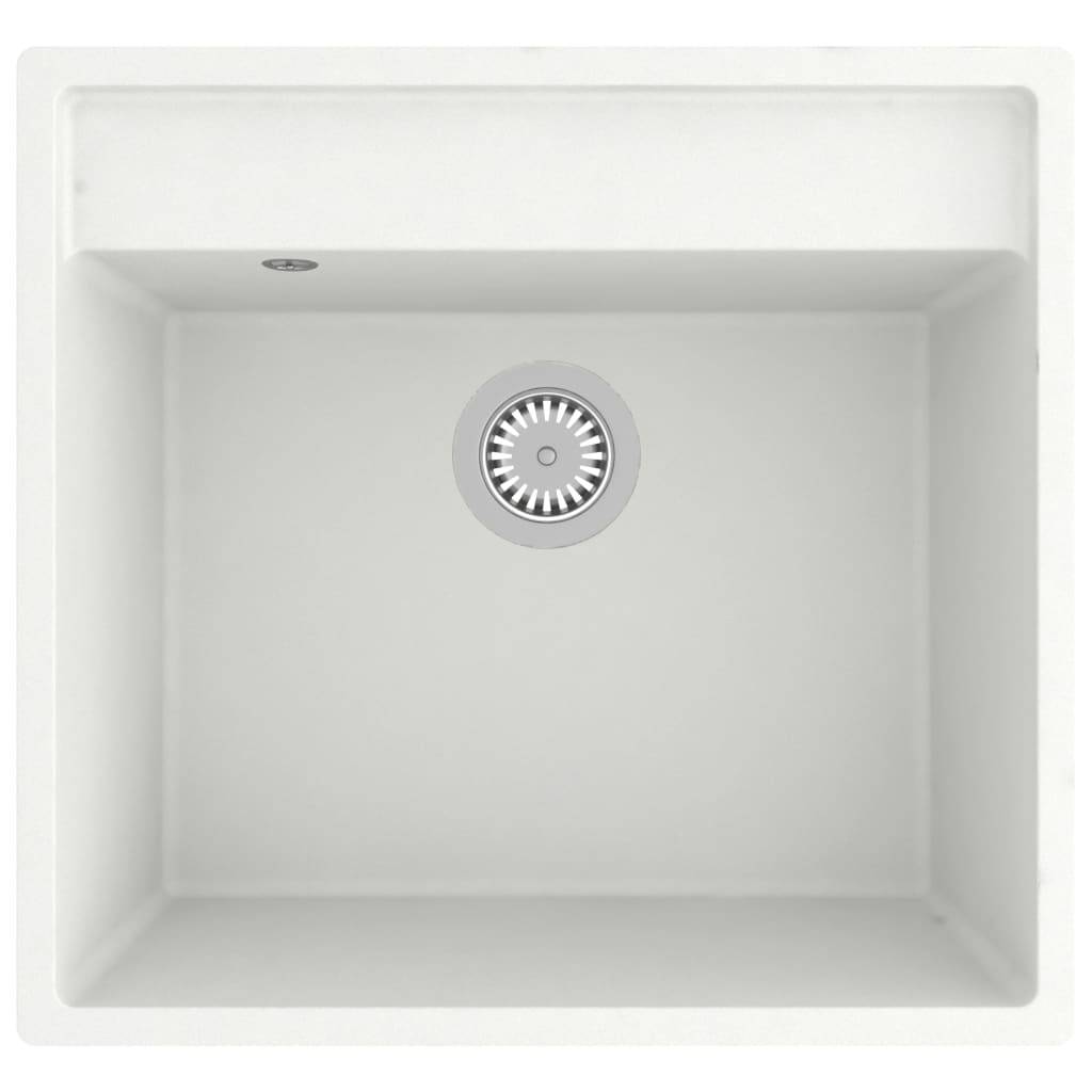 vidaXL Küchenspüle mit Überlauf Weiß Granit