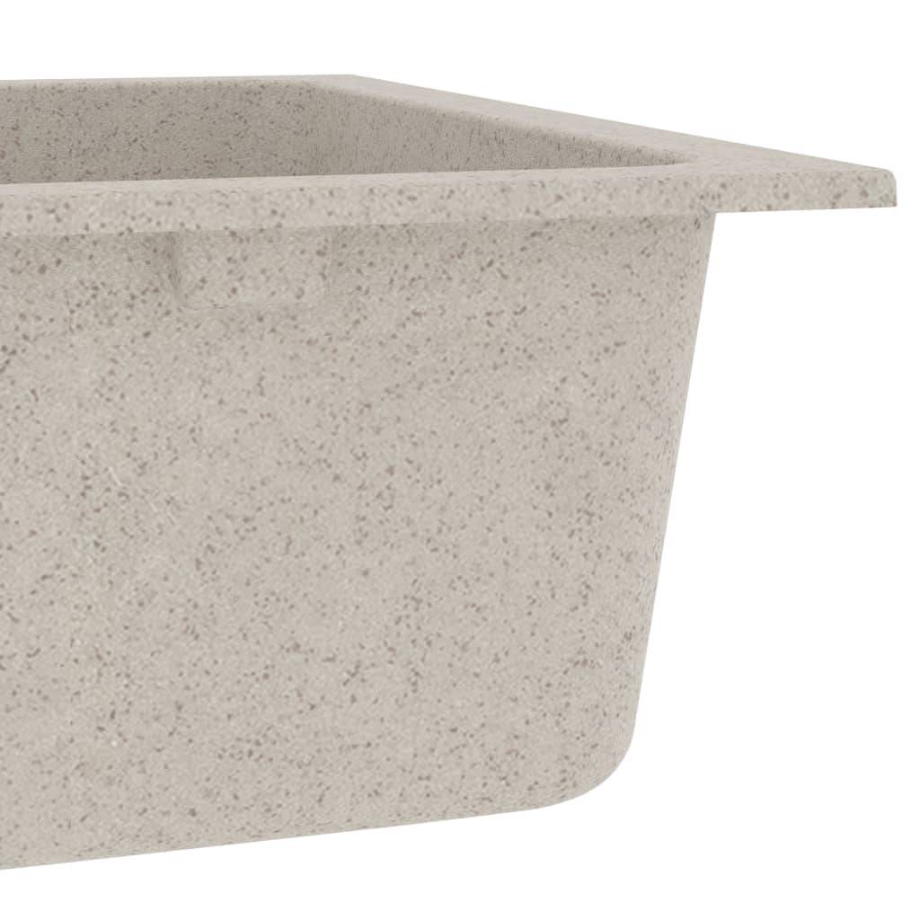 vidaXL Küchenspüle mit Überlauf Doppelbecken Beige Granit