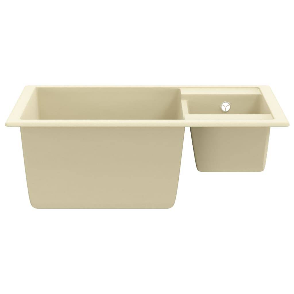 vidaXL Küchenspüle mit Überlauf Doppelbecken Beige Granit