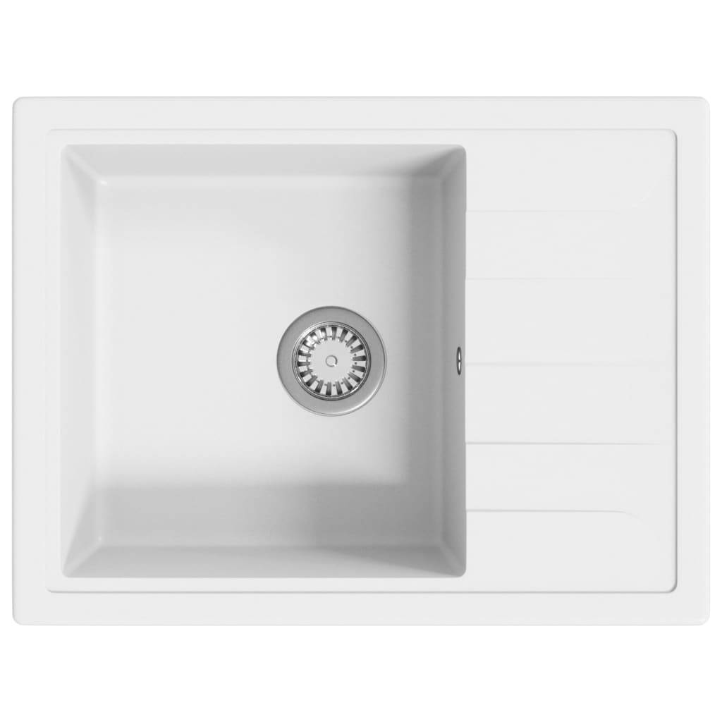 vidaXL Küchenspüle mit Überlauf Oval Weiß Granit