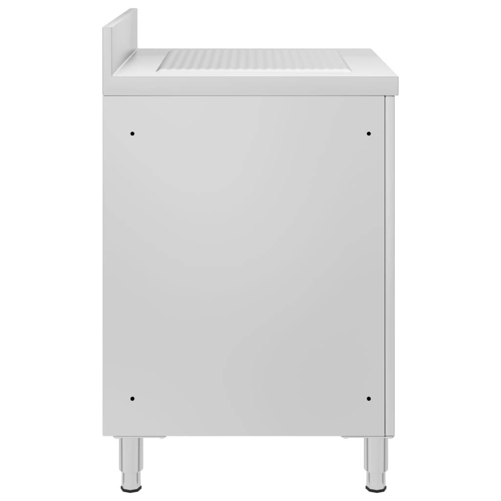 vidaXL Gastro-Küchenschrank mit Abtropffläche Edelstahl