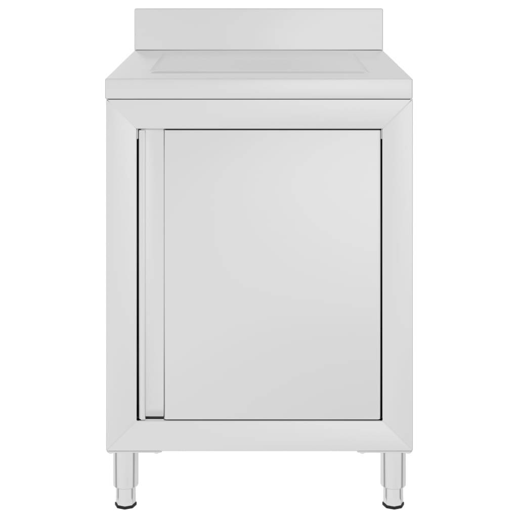 vidaXL Gastro-Küchenschrank mit Abtropffläche Edelstahl