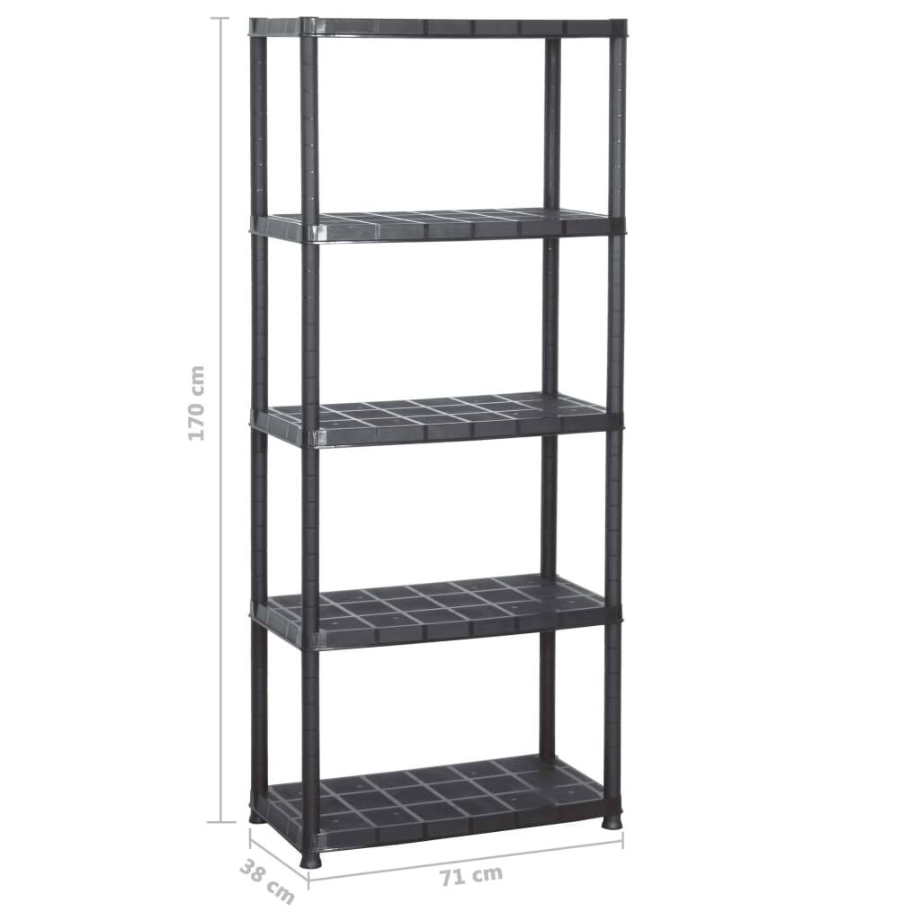 vidaXL Lagerregal 5-Tier Schwarz 71x38x170 cm Kunststoff