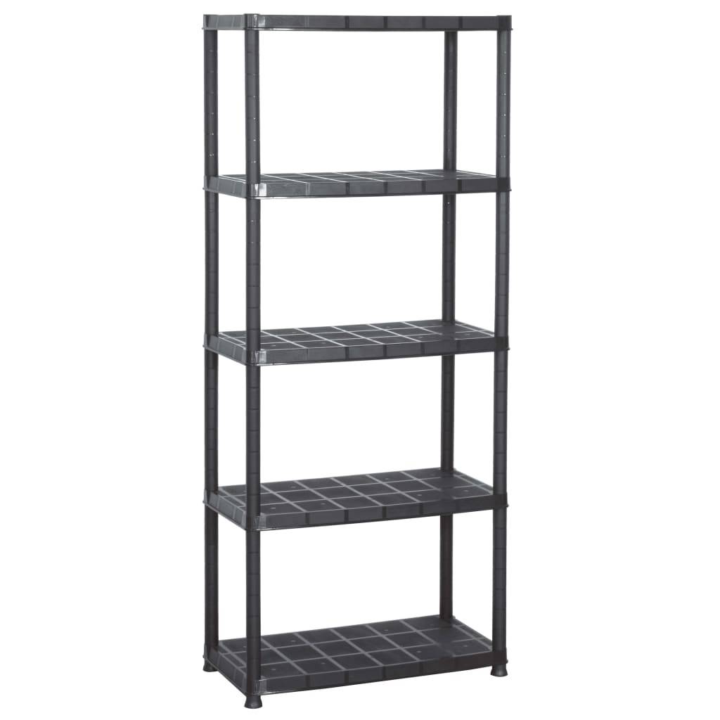 vidaXL Lagerregal 5-Tier Schwarz 71x38x170 cm Kunststoff