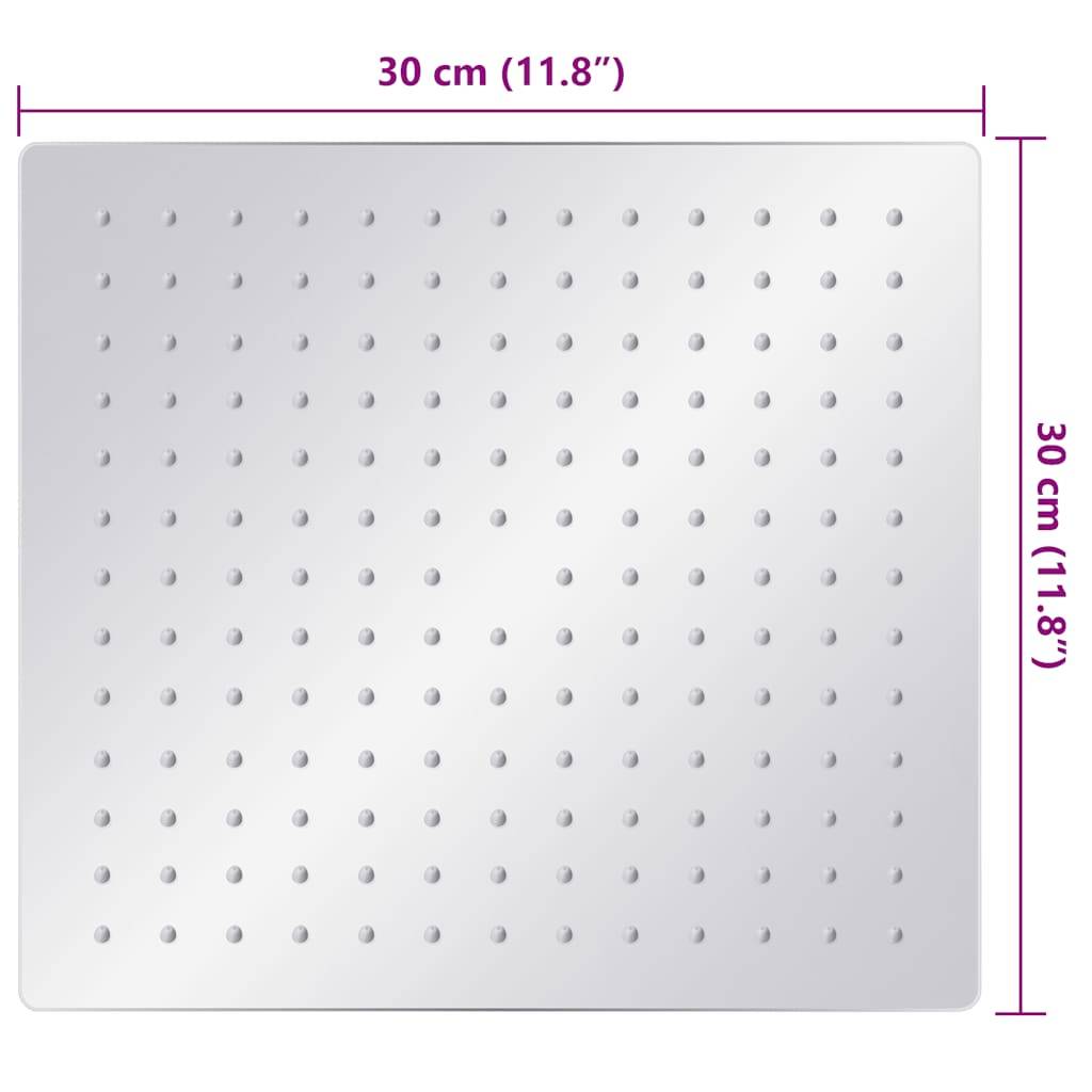 vidaXL Regenbrause Edelstahl 304 30x30 cm Quadrat