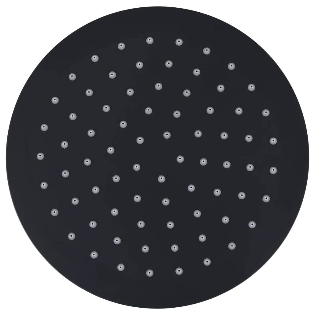 vidaXL Regenbrause Edelstahl 20 cm Rund Schwarz