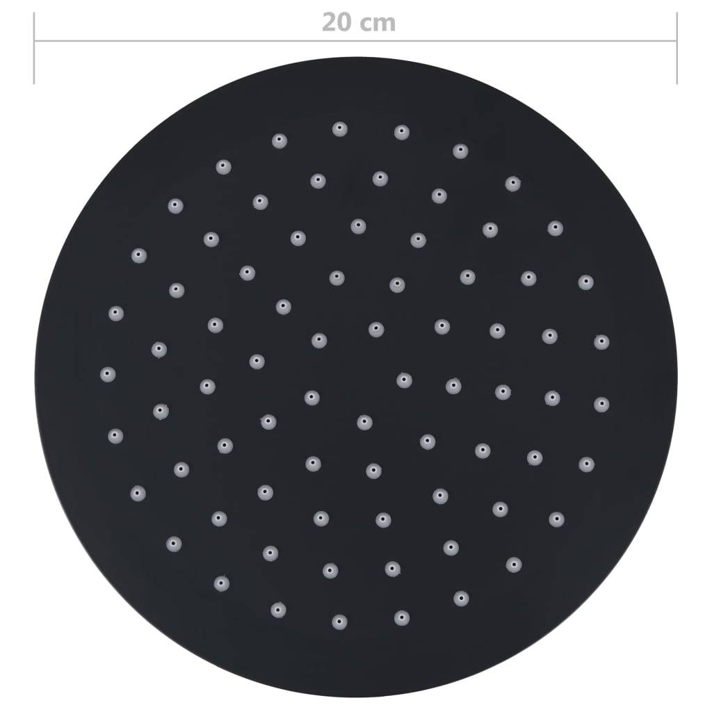 vidaXL Regenbrause Edelstahl 20 cm Rund Schwarz