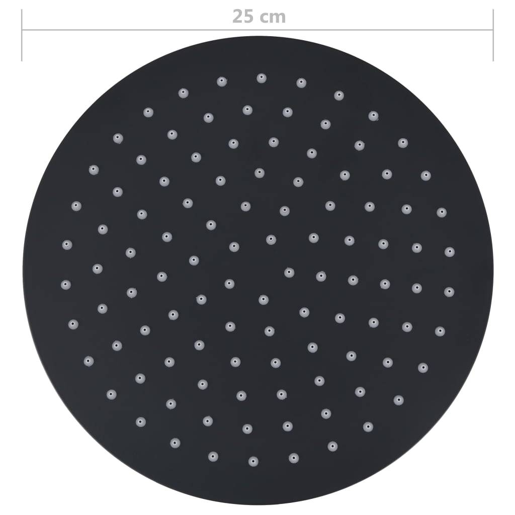 vidaXL Regenbrause Edelstahl 25 cm Rund Schwarz