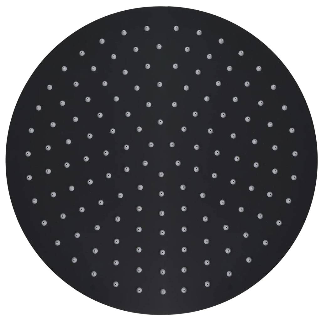 vidaXL Regenbrause Edelstahl 30 cm Rund Schwarz