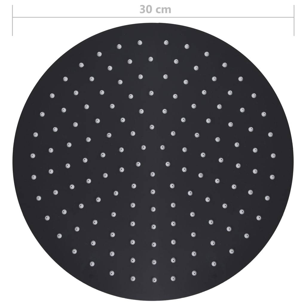 vidaXL Regenbrause Edelstahl 30 cm Rund Schwarz