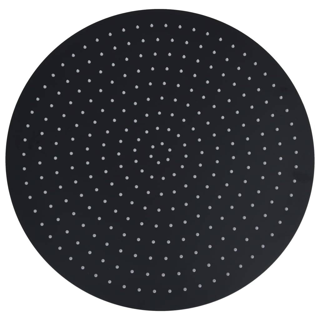 vidaXL Regenbrause Edelstahl 50 cm Rund Schwarz