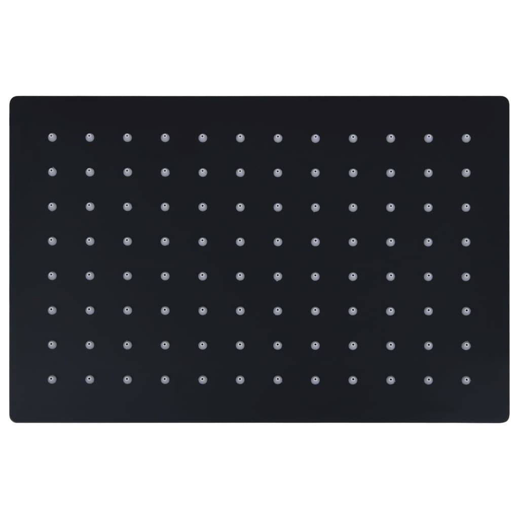 vidaXL Regenbrause Edelstahl 30x20 cm Rechteckig Schwarz