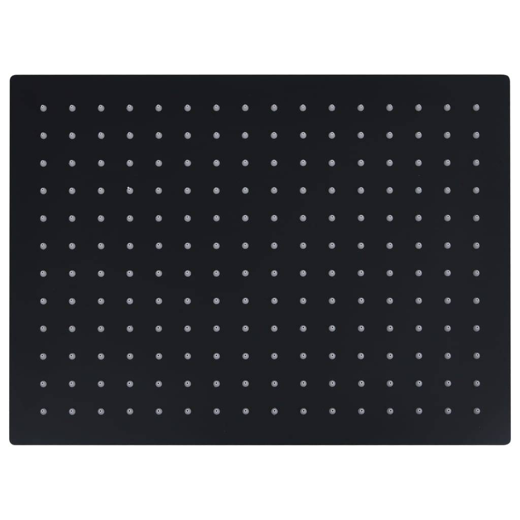 vidaXL Regenbrause Edelstahl 40x30 cm Rechteckig Schwarz