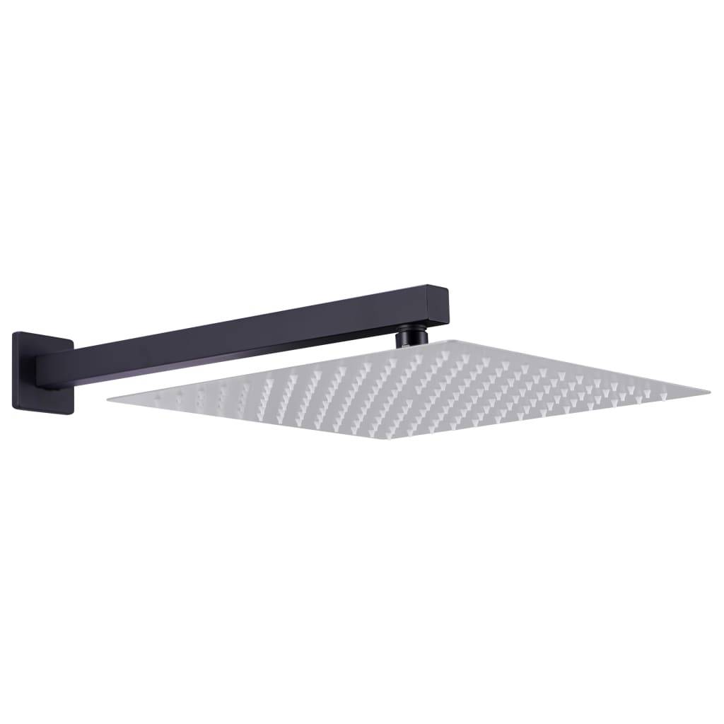 vidaXL Duscharm Quadratisch Edelstahl 201 Schwarz 30 cm