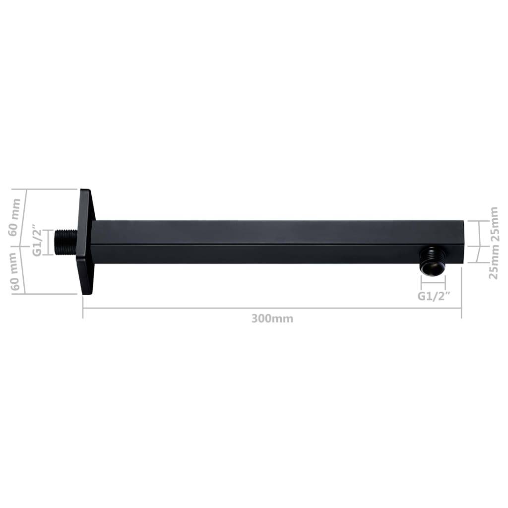 vidaXL Duscharm Quadratisch Edelstahl 201 Schwarz 30 cm