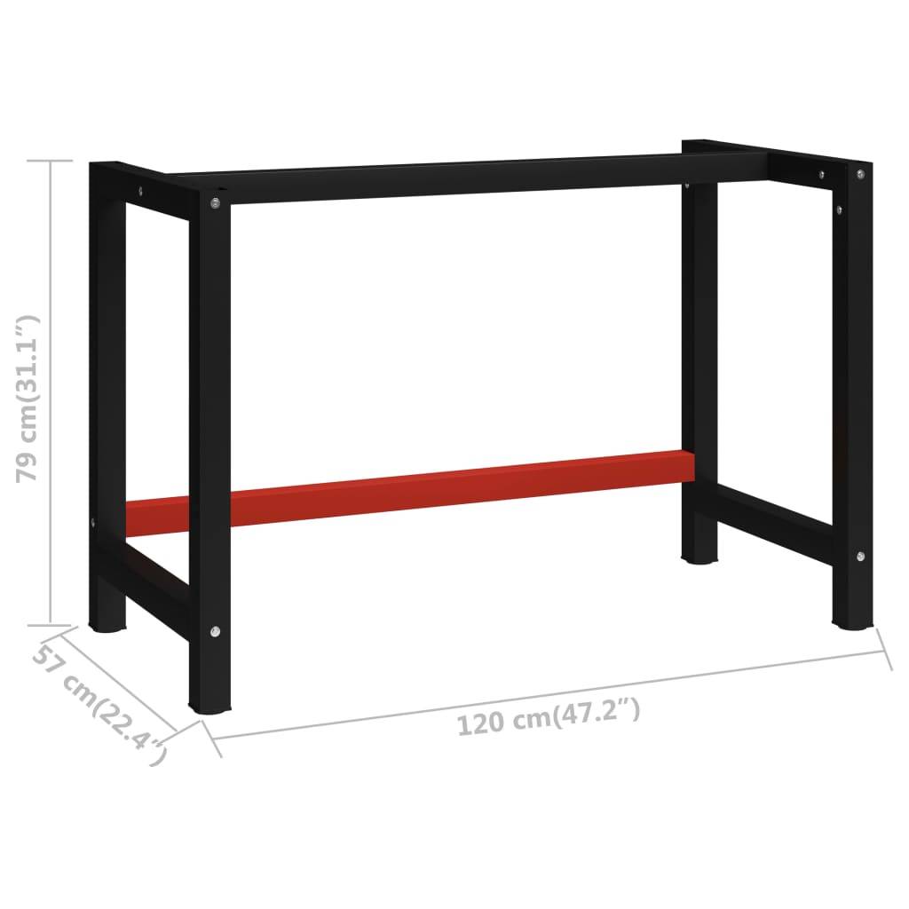 vidaXL Werkbankgestell Metall 120x57x79 cm Schwarz und Rot