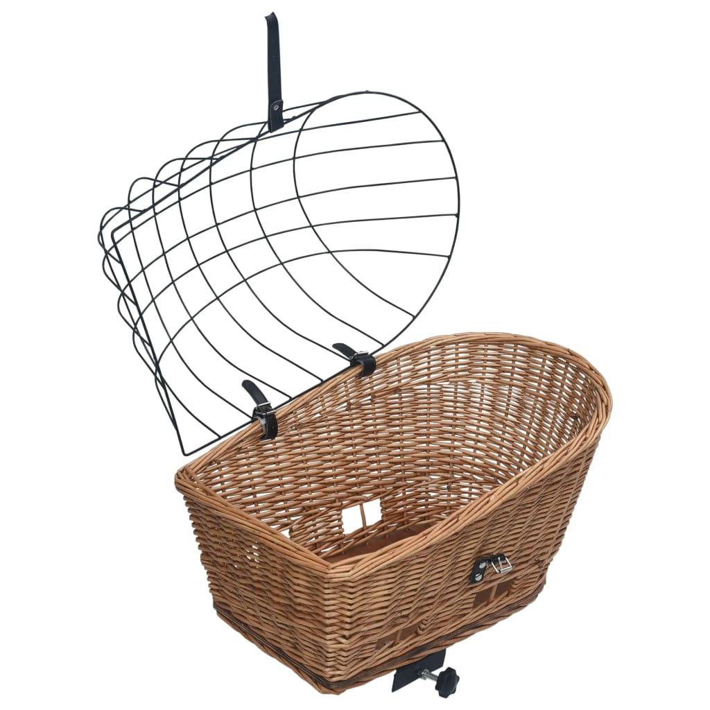 vidaXL Fahrrad-Gepäckträgerkorb mit Deckel 55×31×36 cm Natur Weide