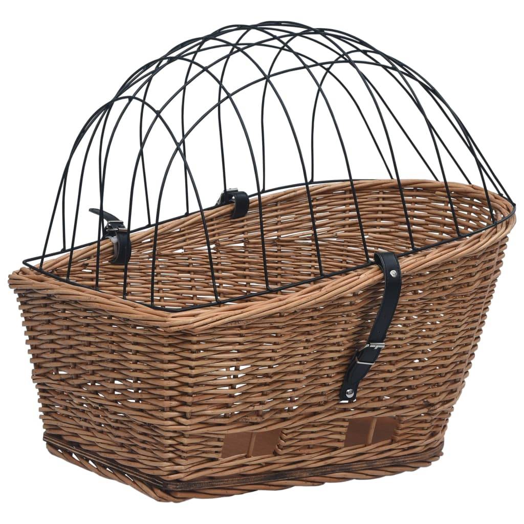 vidaXL Fahrrad-Gepäckträgerkorb mit Deckel 55×31×36 cm Natur Weide