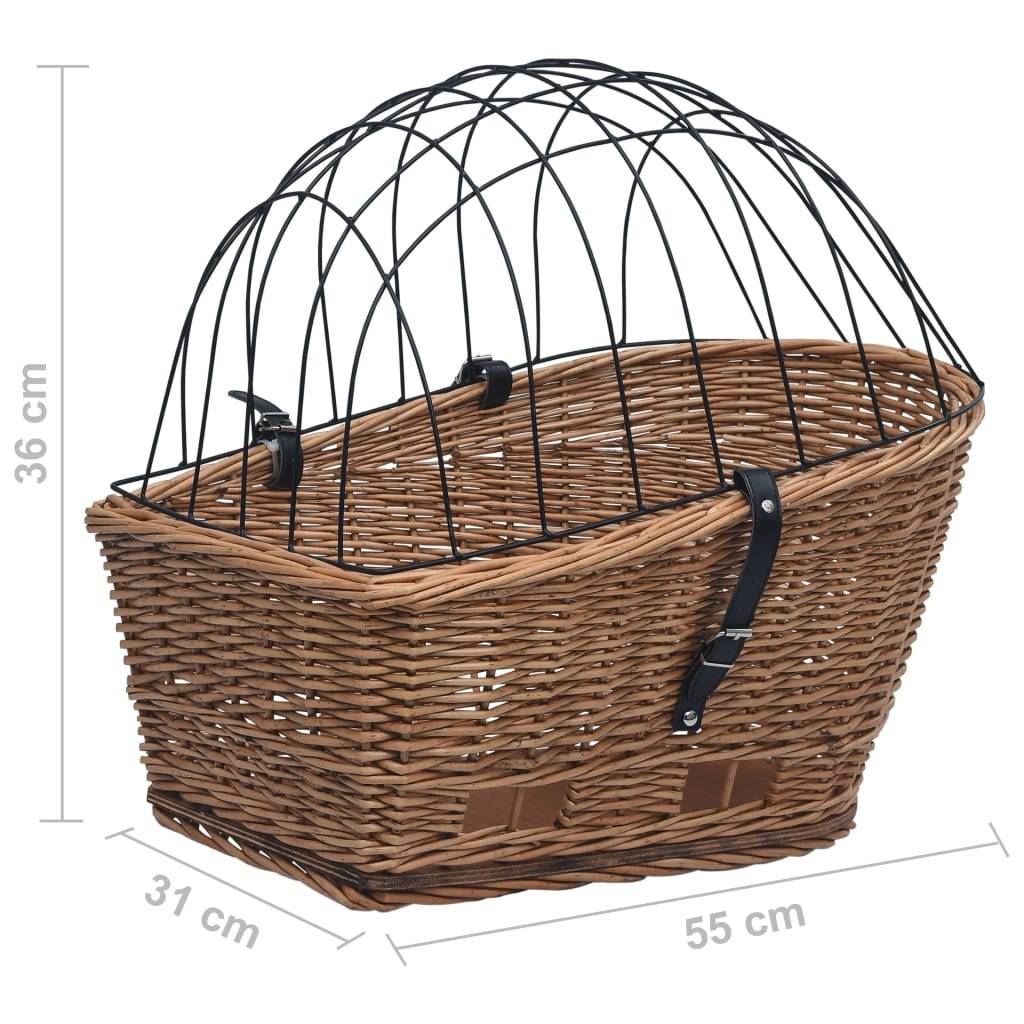 vidaXL Fahrrad-Gepäckträgerkorb mit Deckel 55×31×36 cm Natur Weide