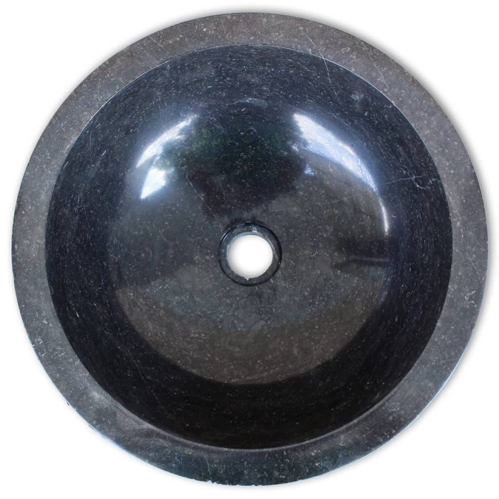 vidaXL Waschbecken Marmor 40 cm Schwarz